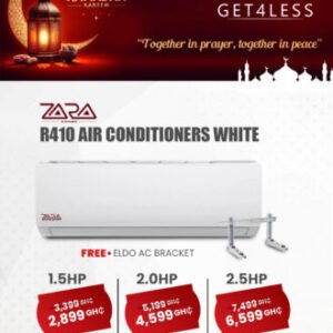 Zara AC 2.5 HP R22 White with free Eldo AC Bracket