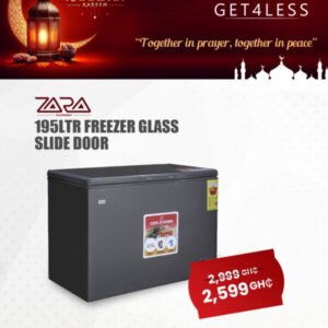 Zara Freezer 195 Ltrs Glass Slide Door lock Light Silver